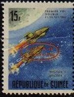 z vendido Republica de Guinea 1965 Scott 390 Sello Nuevo Primer Vuelo Doble 11-15/08/62 Botok 3 y 4 con sobreimpresion Luna 9 03/02/1966 sin goma 